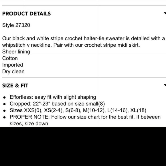 Boston Proper Crochet Stripe Halter Tie Top Sz XXS - Picture 8 of 8